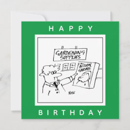 Action Gnome im Gartencenter Cartoon Karte