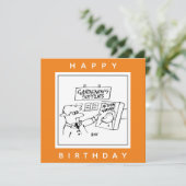 Action Gnome im Gartencenter Cartoon Karte (Stehend Vorderseite)