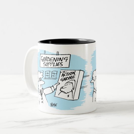 Action Gnome im Gartencenter Zweifarbige Tasse (Vorderseite Links)
