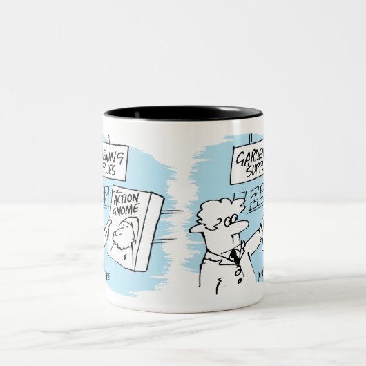 Action Gnome im Gartencenter Zweifarbige Tasse (Mittel)