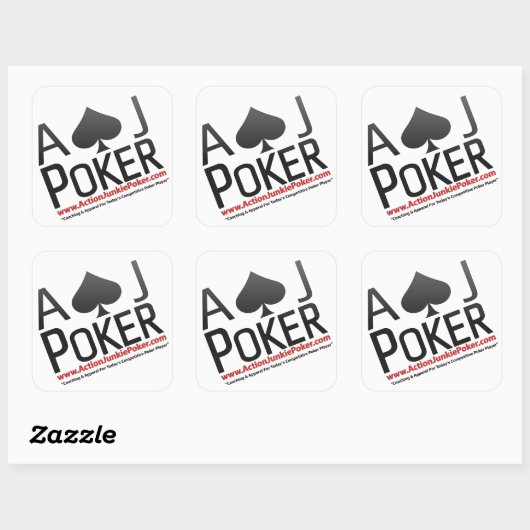 Action Junkie Poker Quadratischer Aufkleber (Blatt)