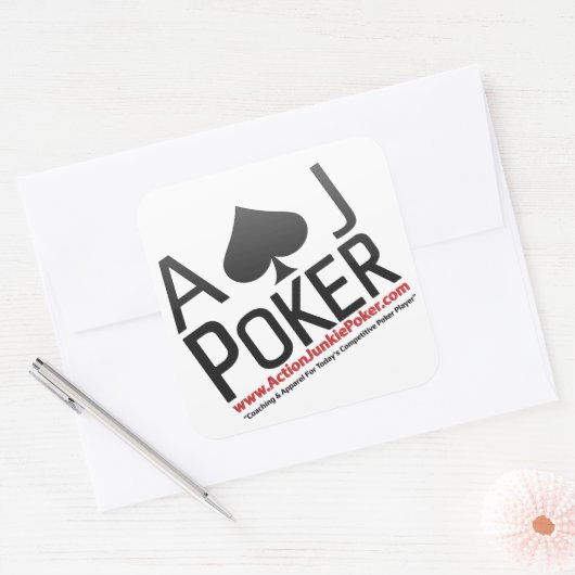 Action Junkie Poker Quadratischer Aufkleber (Umschlag)