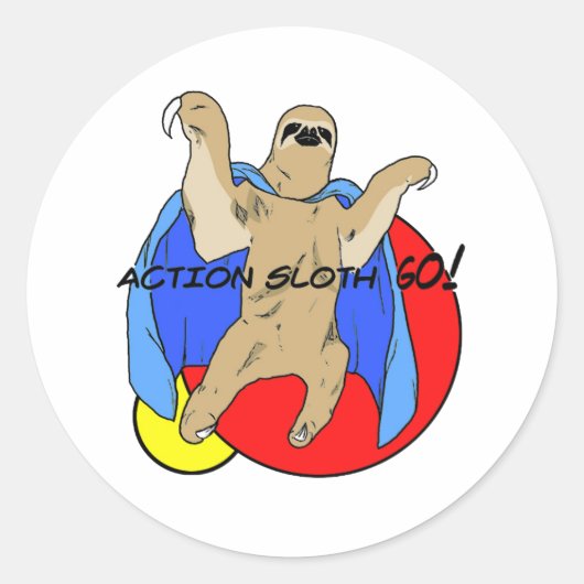 Action Sloth Colored Runder Aufkleber (Vorderseite)