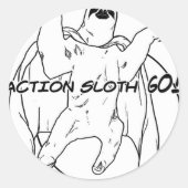 Action Sloth, los! Runder Aufkleber (Vorderseite)