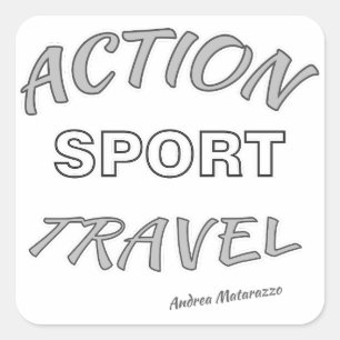 Action Sport Travel Quadratischer Aufkleber