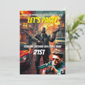 Actionfilm Poster Kinoabend editierbare DIY Einladung (Stehend Vorderseite)