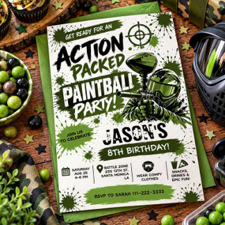 Actiongeladene Paintball-Geburtstagseinladung Einladung