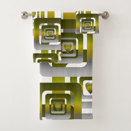 Activate My Heart Pattern Silver Badhandtuch Set (Insitu)