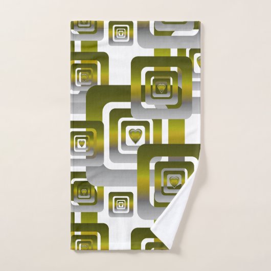 Activate My Heart Pattern Silver Badhandtuch Set (Handtuch)