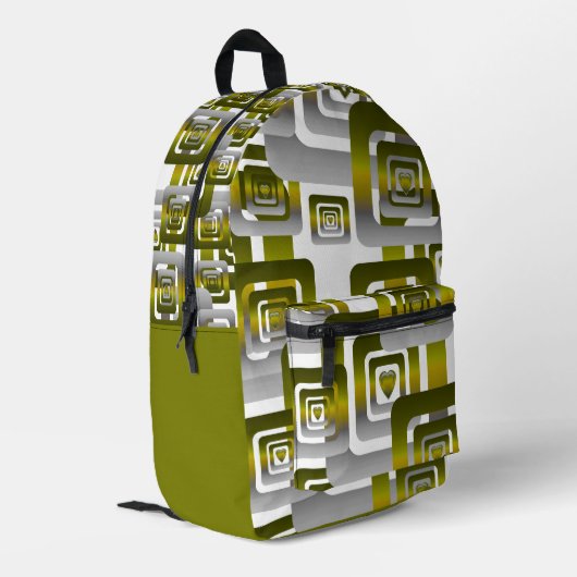 Activate My Heart Pattern Silver Bedruckter Rucksack (Rückseitige Ecke links)