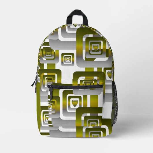 Activate My Heart Pattern Silver Bedruckter Rucksack (Vorderseite)