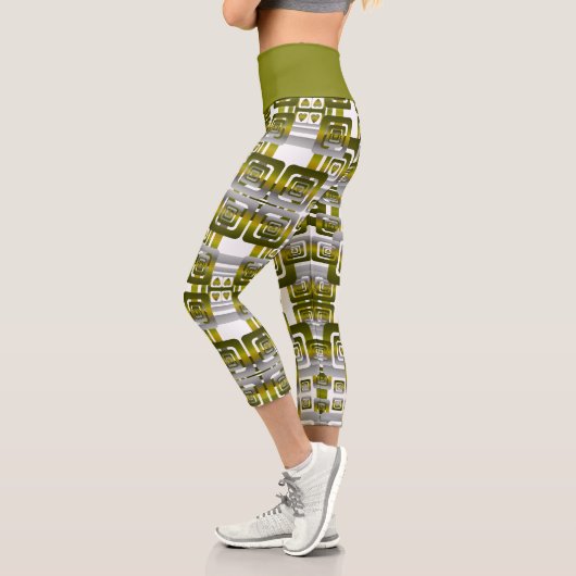 Activate My Heart Pattern Silver Capri Leggings (Links)