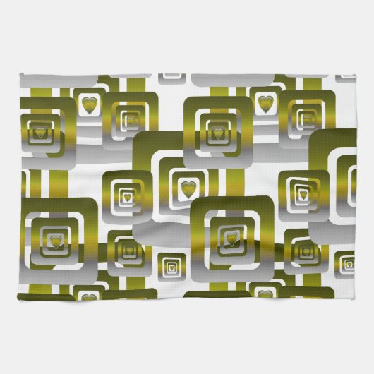 Activate My Heart Pattern Silver Geschirrtuch (Horizontal)