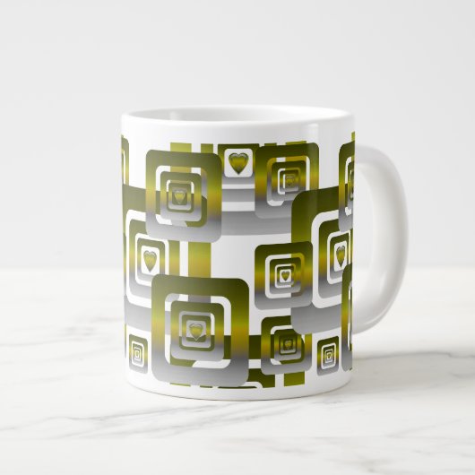 Activate My Heart Pattern Silver Jumbo-Tasse (Vorderseite Rechts)