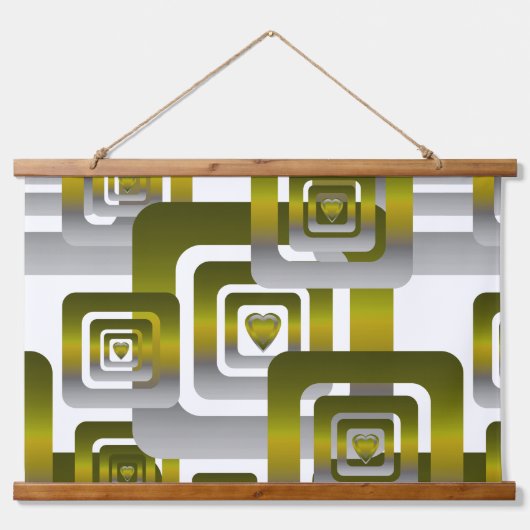 Activate My Heart Pattern Silver Wandteppich Mit Holzrahmen (Vorne)