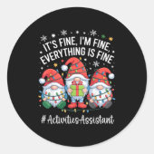 Activities Istant Gnome Everything Is Fine Christm Runder Aufkleber (Vorderseite)