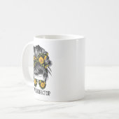 Activity Director Messy Hair Woman Bun Sunflower H Kaffeetasse (Vorderseite Links)