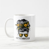 Activity Director Messy Hair Woman Bun Sunflower H Kaffeetasse (Links)