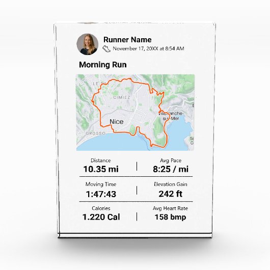 Activity Runner Tasse GPX Datenplakette Fotoblock (Vorderseite)