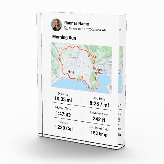 Activity Runner Tasse GPX Datenplakette Fotoblock (Rechts)