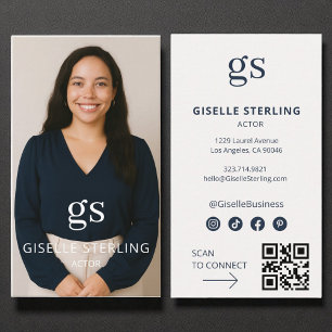 Actor Foto Social Media QR Code Modern Visitenkarte