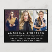 Actor Model 4 Foto Comp Card - Kartengröße schwarz Postkarte (Rückseite)