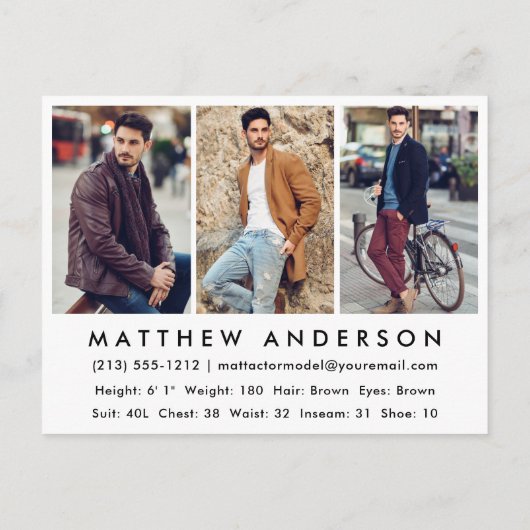 Actor Model 4 Foto Comp Card - Postkartengröße WT Postkarte (Rückseite)