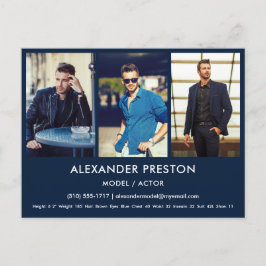 Actor Model Comp/Zed Card 3 Foto Blue Postcard Postkarte
