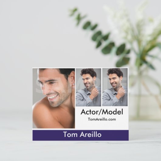 Actor & Model Headshot Comp Postcard 2-seitig Postkarte (Stehend Vorderseite)