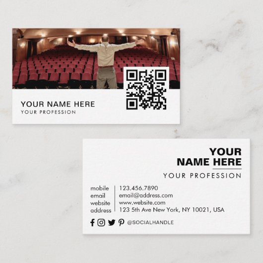 Actor Model QR Code Business Car Visitenkarte (Vorne/Hinten)