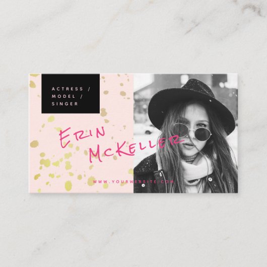 Actor Model Singer Blush Pink Foto Business Card Visitenkarte (Vorderseite)
