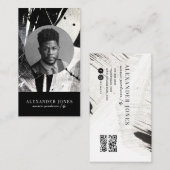 Actor Model Singer DJ Foto QR-Code Monochrome Visitenkarte (Vorne/Hinten)