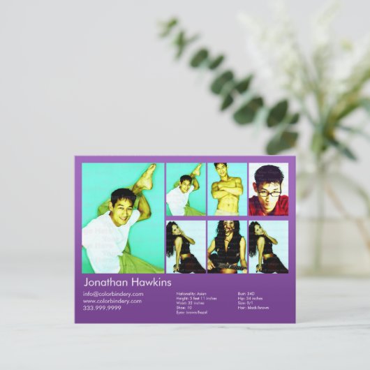 Actor & Model Violet Headshot Comp Postkarte (Stehend Vorderseite)