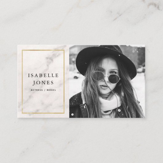 Actor Model White Marble Foto Business Card Visitenkarte (Vorderseite)