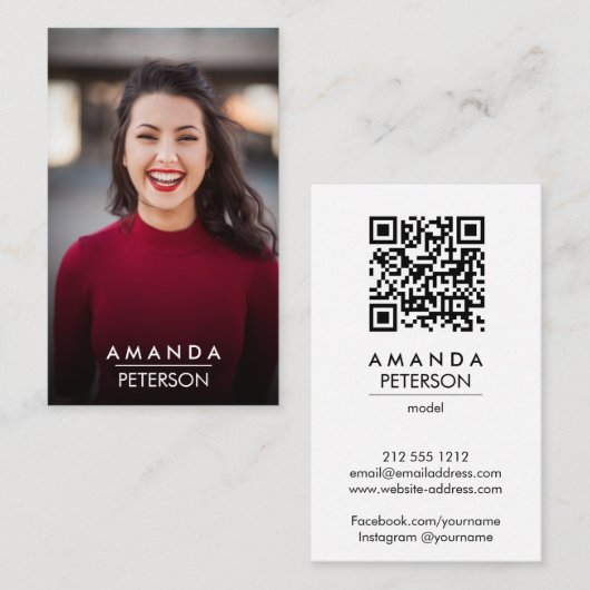 Actor Models Dancer Foto QR CODE Visitenkarte (Vorne/Hinten)