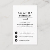 Actor Models Dancer Foto Social Media Icons Visitenkarte (Rückseite)