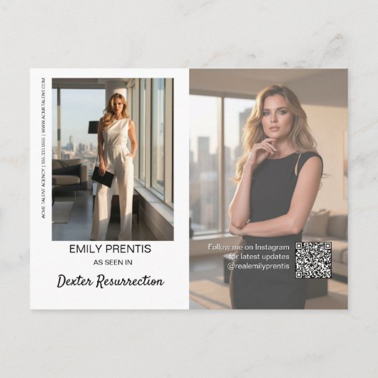 Actor Promo Card | 3 Photo Composite Postcard Postkarte (Rückseite)