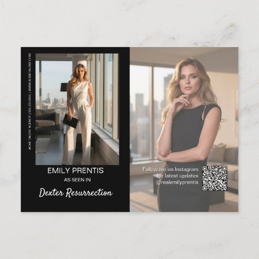 Actor Promo Card | 3 Photo Composite Postcard Postkarte (Rückseite)