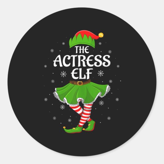 Actress Elf Christmas Family Girls Women Elf Squad Runder Aufkleber (Vorderseite)