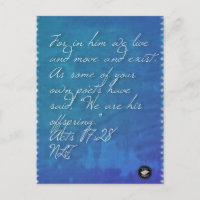 Acts 17:28 Bibelvers-Gedächtniskarte Postkarte