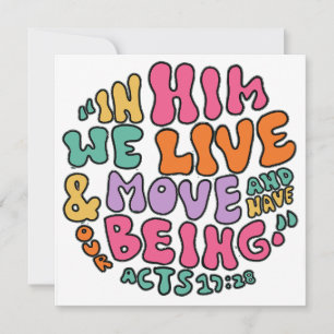 Acts 17:28 Handlettering Farbige Typografie Feiertagskarte