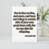 Acts 17:28 KJV Bible Verse Begrüßung Karte (Stehend Vorderseite)