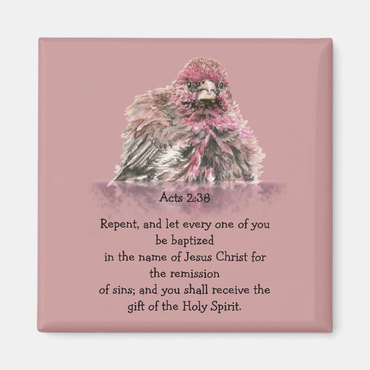 Acts 2:38 Baptism Scripture Verse Bird in Water Magnet (Vorne)