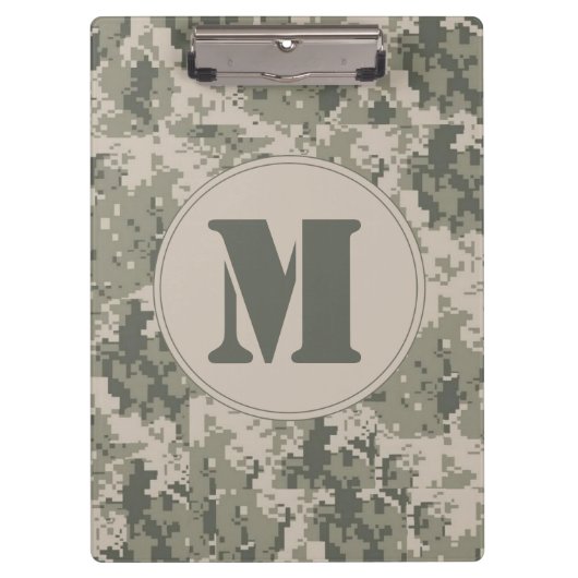 ACU Camo Camouflage Monogram Initial Clip Board Klemmbrett (Vorderseite)