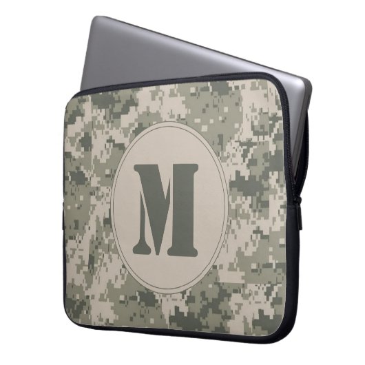 ACU Camouflage Camouflage Digit Monogramm 15" Note Laptopschutzhülle (Vorderseite Links)