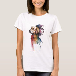 Acuarela Canina Golden Retriever- Femenina T-Shirt