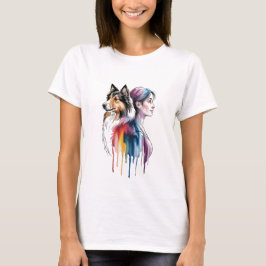 Acuarela Canina Sheltie - Femenina T-Shirt