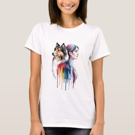 Acuarela Canina Sheltie - Femenina T-Shirt (Vorderseite)