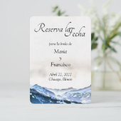 Acuarela de Montaña Brumosa Azul Reserva la Fecha Save The Date (Stehend Vorderseite)