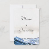 Acuarela de Montaña Brumosa Azul Reserva la Fecha Save The Date (Rückseite)